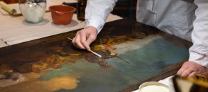 A painting being restored