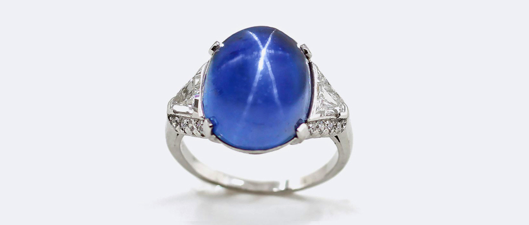 Art Deco star sapphire and diamond ring by J. E. Caldwell, Philadelphia, circa 1930, presented by S. J. Shrubsole