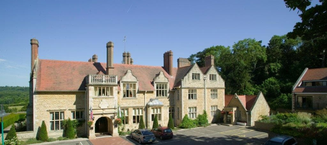 Exterior view of Rutland Hall Hotel in England, the venue for the BADA Art & Antiques Fair Rutland 2026, set within a historic countryside estate.